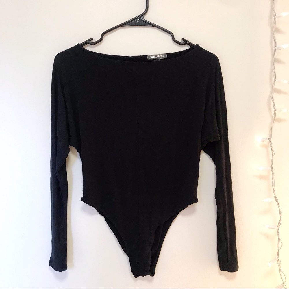 Billabong, boat neck, black, open back, bodysuit - Picture 2 of 4